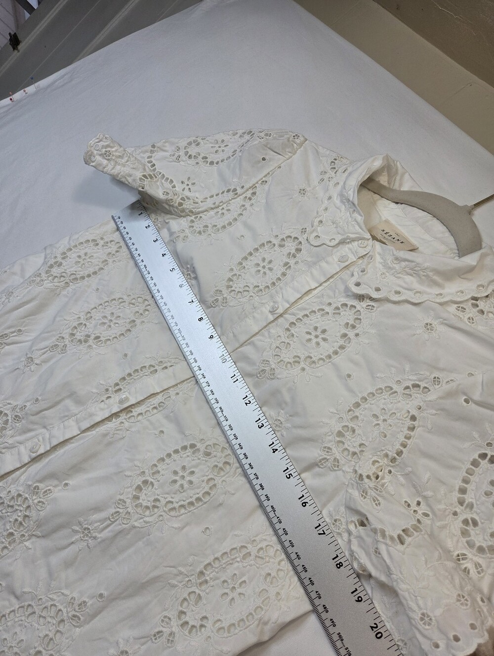 Sézane‎ Elvina Eyelet Embroidered Shirt Dress White EU 42 Runs Small - Picture 12 of 13